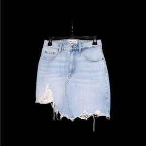 Zara Distressed Denim Skirt